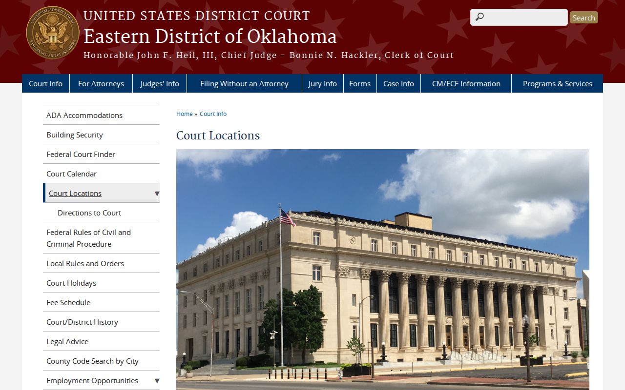 Eastern District of Oklahoma federal courthouse contact block